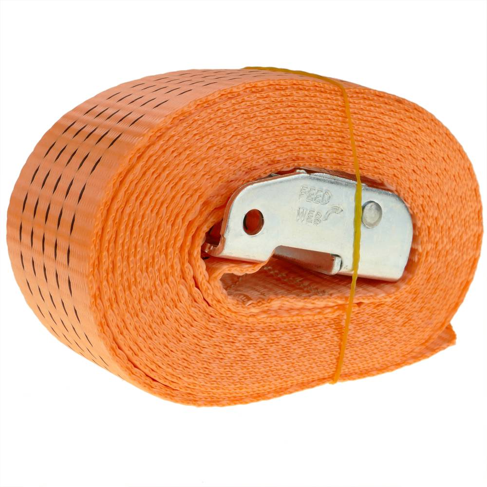 Cinchas de amarre con trinquete de color naranja de 25mm x 4 m con fuerza  de ruptura de 800 Kg-Pack de 4