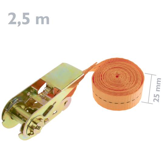 Pack de 4 Cinchas de amarre con trinquete de 2.5m x 25mm 800 Kg, Color  naranja - Cablematic