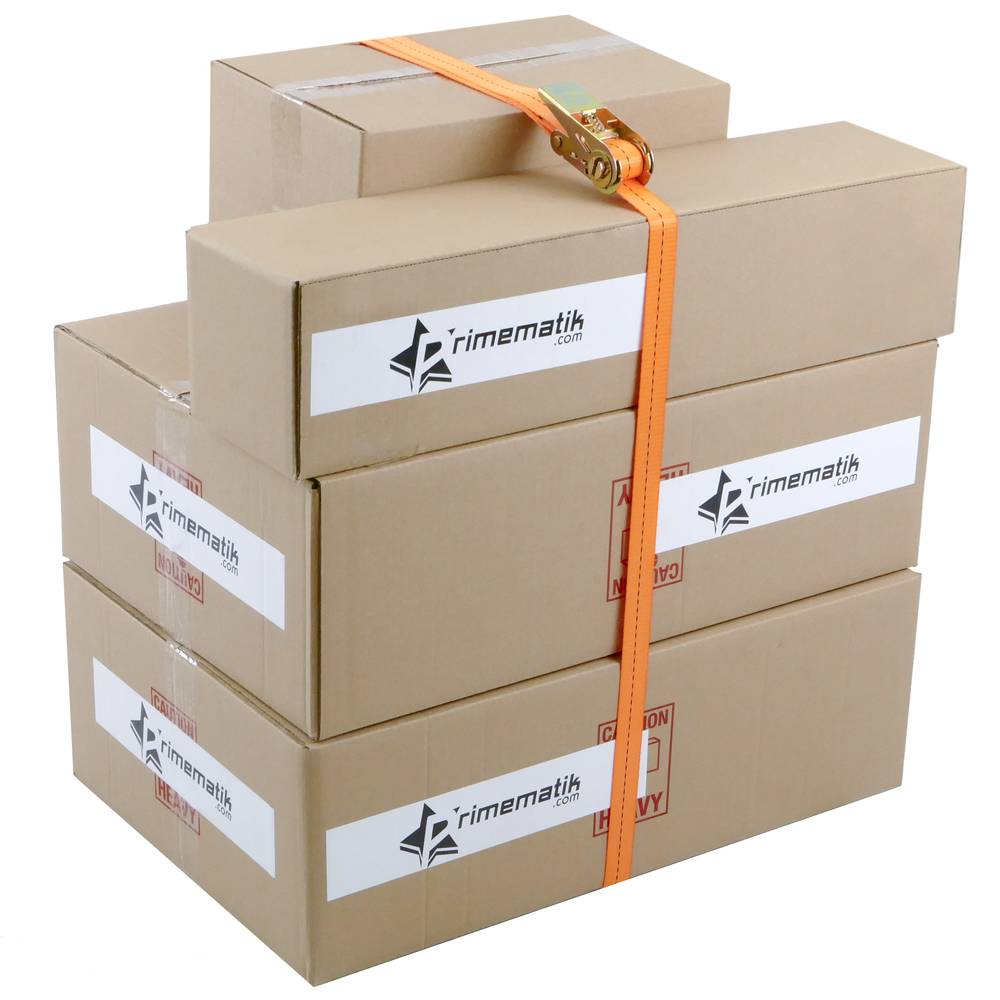 Set van 4 spanbanden met ratel 2.5m x 25mm 800Kg, Kleur oranje