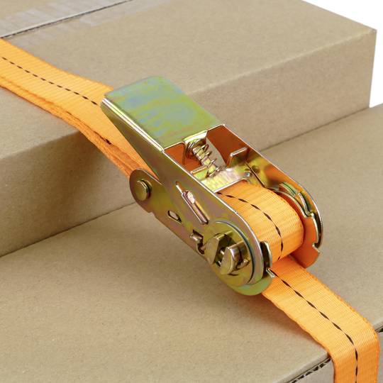 Set van 4 spanbanden met ratel 2.5m x 25mm 800Kg, Kleur oranje