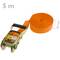 Confezione di 2 cinghie di fissaggio a cricchetto 5m x 38mm 3000Kg, colore arancione
