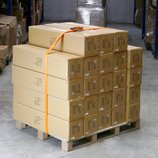 Confezione di 2 cinghie di fissaggio a cricchetto 5m x 38mm 3000Kg, colore arancione