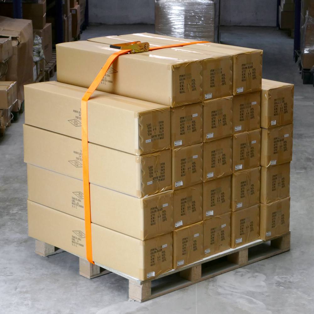 Cinghia di serraggio con cricchetto 50 mm x 10 m 5000 kg arancione (pacco 2)