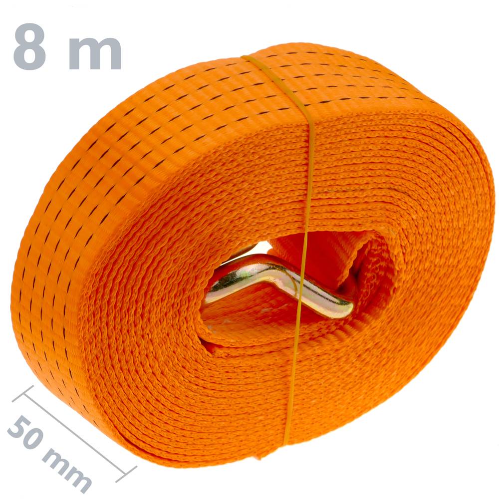 Pack de 2 Cinchas de amarre con trinquete y gancho de 8m x 50mm 5000Kg,  Color Naranja - Cablematic