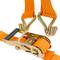 Pack of 2 Ratchet Lashing Straps with hook 8m x 50mm 5000Kg, Color Orange