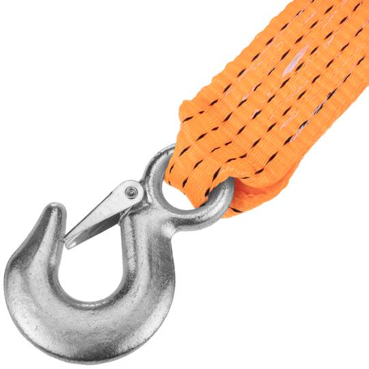 Correia de Carga, Cinta de aperto com Gancho de Segurança 6m x 50mm 5000Kg para elevação e reboque, Cor de laranja
