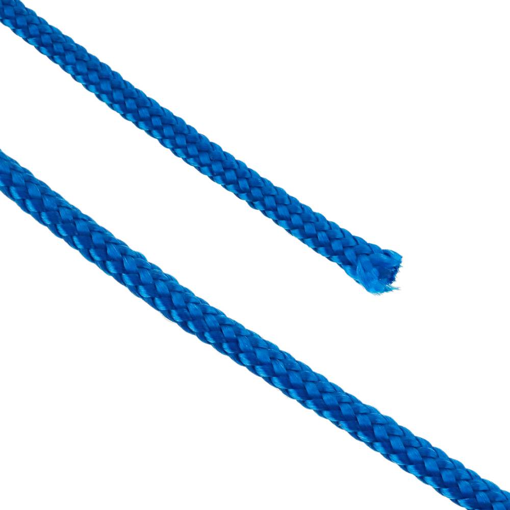 Corde tressée à fils multiples PP 20 m x 6 mm bleu