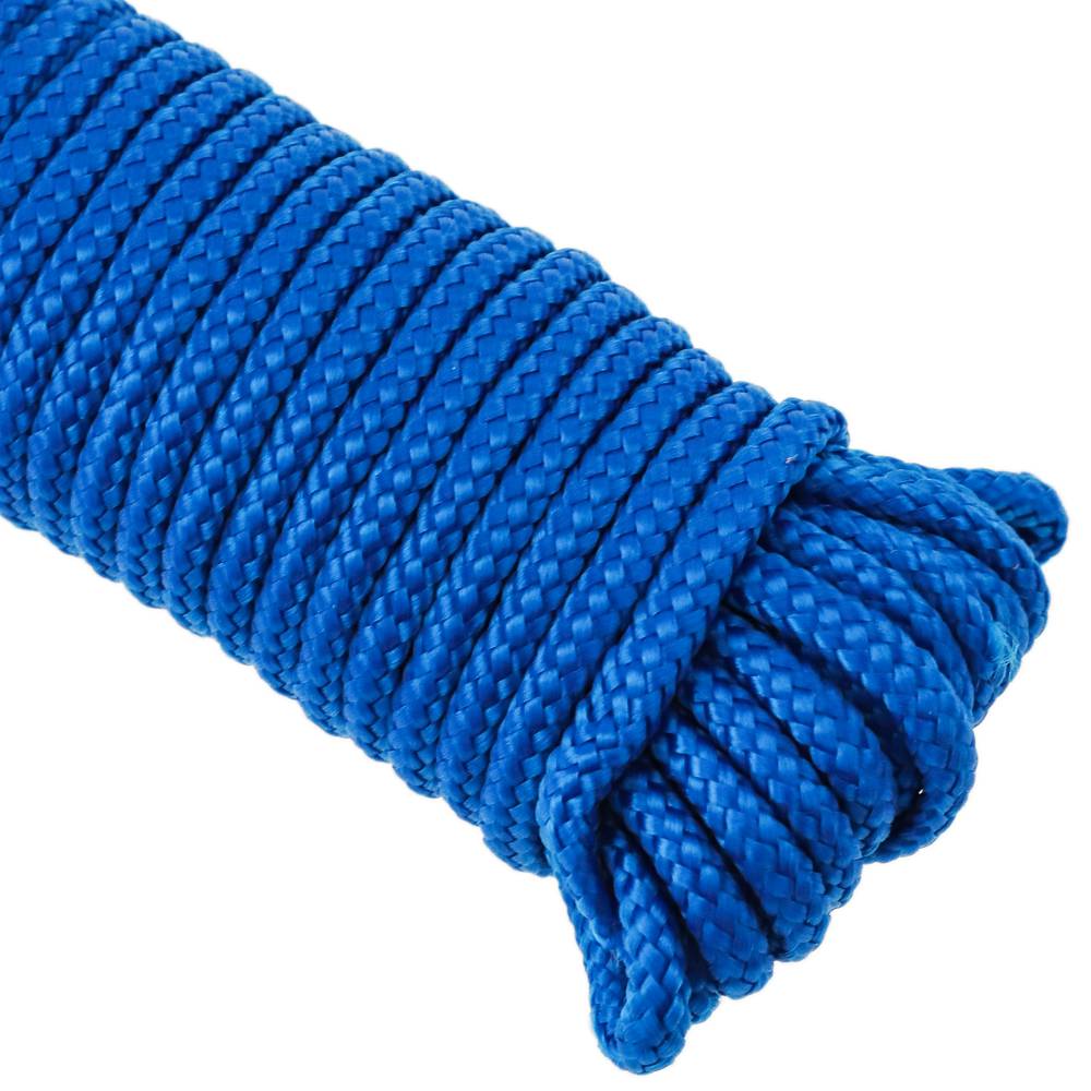 Corde tressée à fils multiples PP 20 m x 6 mm bleu