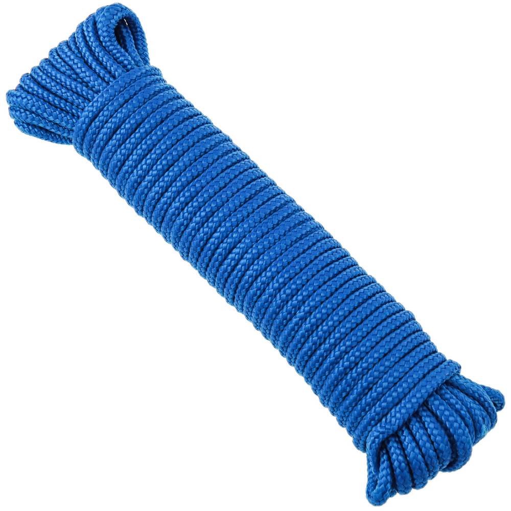Corde tressée à fils multiples PP 20 m x 6 mm bleu