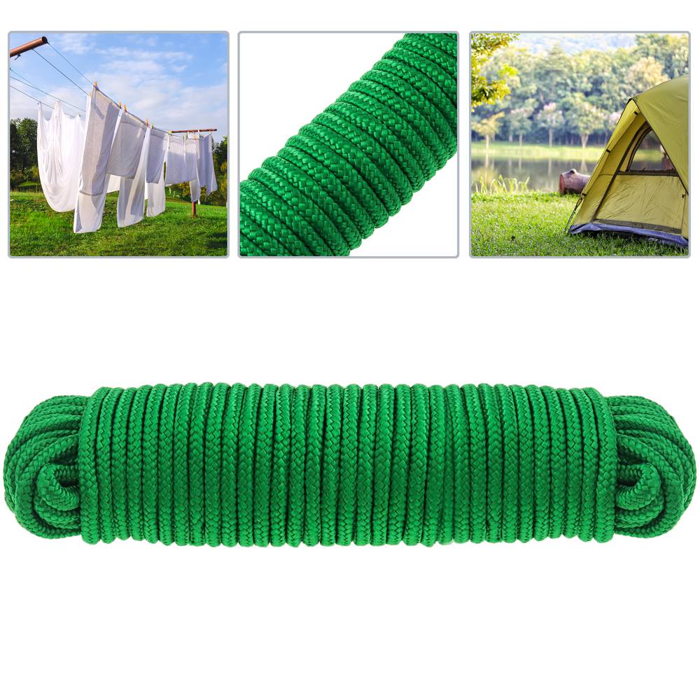Wielowłóknowa lina pleciona PP 10 m x 6 mm zielony
