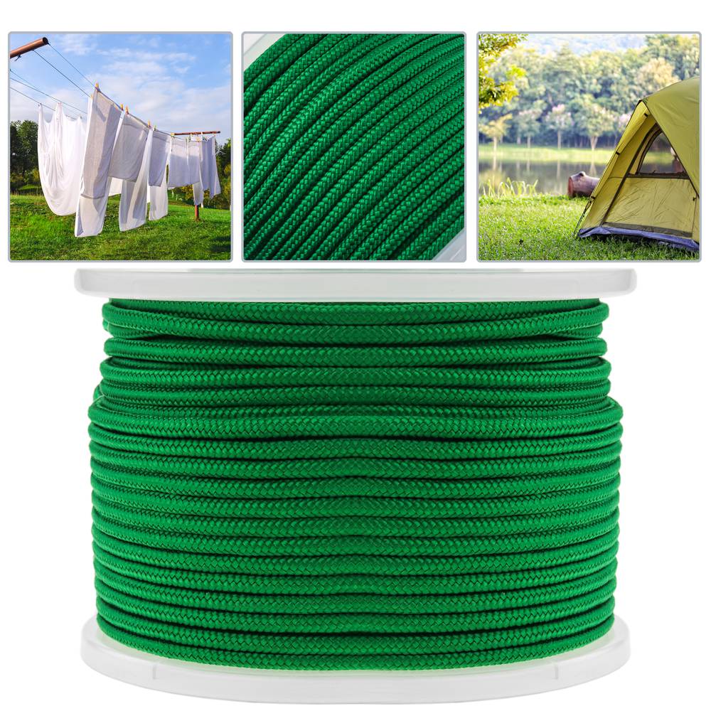 Multifilament PP braided rope 100 m x 6 mm green