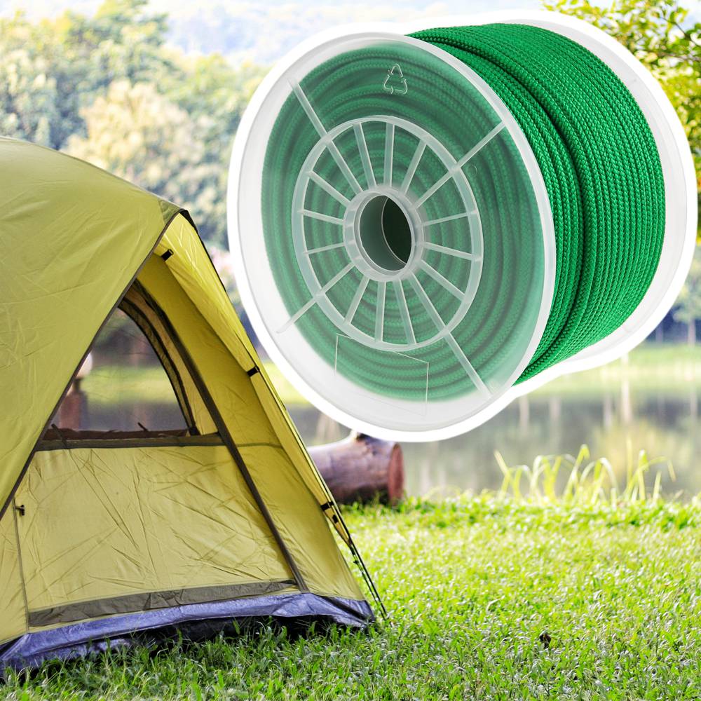 Multifilament PP braided rope 100 m x 6 mm green