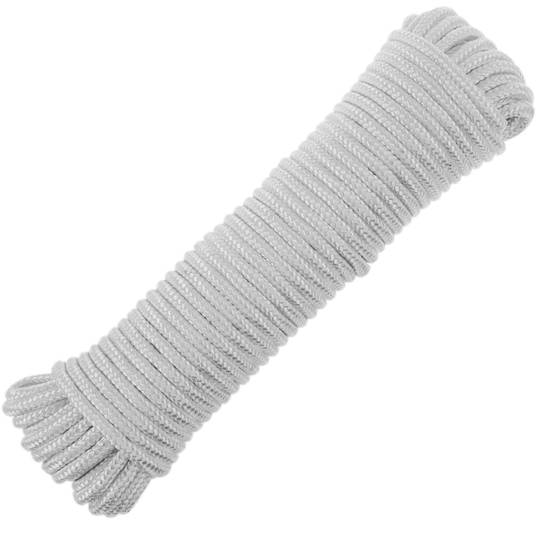 Braided polyester rope 20 m x 6 mm white - Cablematic