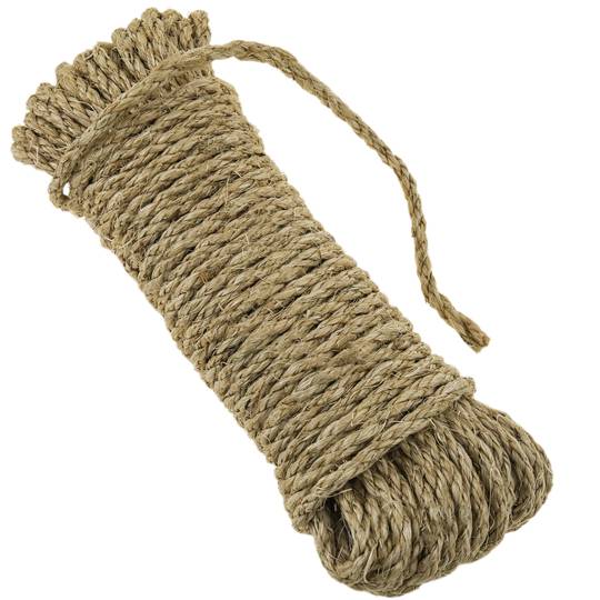 Corda retorçada de sisal 3 brins 10 m x 6 mm natural
