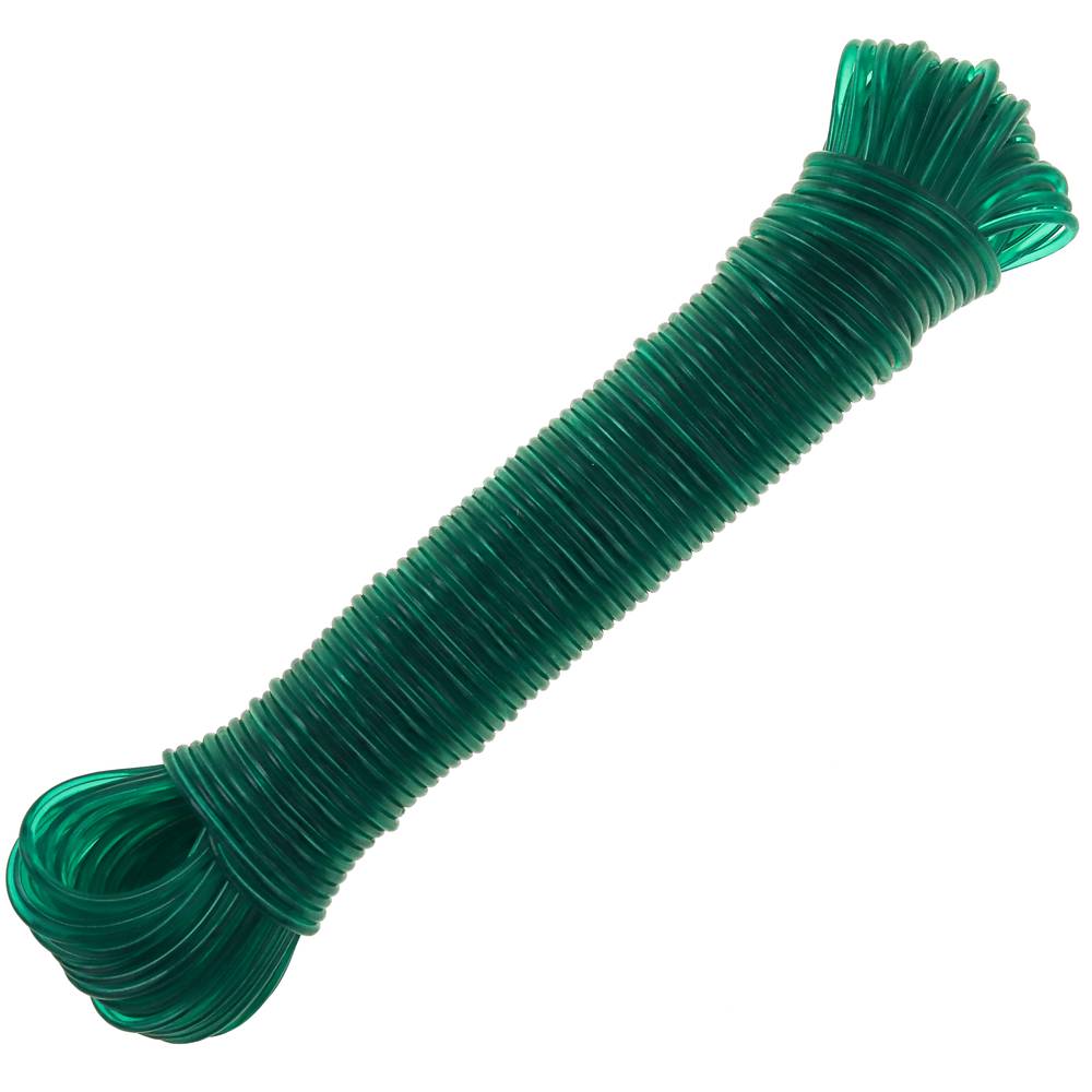 Clothesline rope PVC with wire core 30 m x 3 mm green
