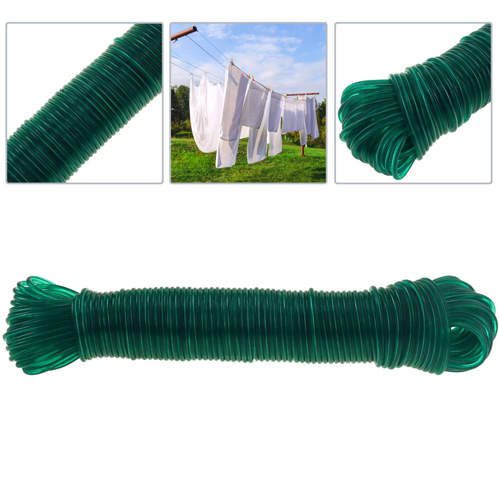 Cuerda de de PVC con núcleo de alambre 30 m x 3 mm verde - Cablematic
