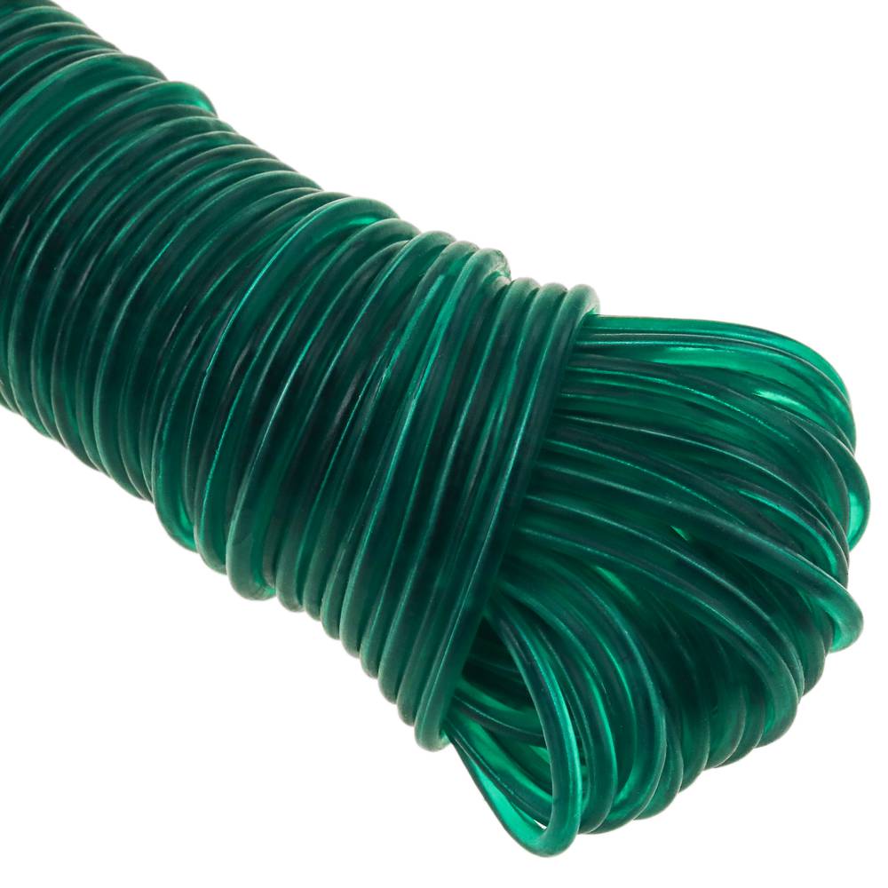 Clothesline rope PVC with wire core 30 m x 3 mm green - Cablematic