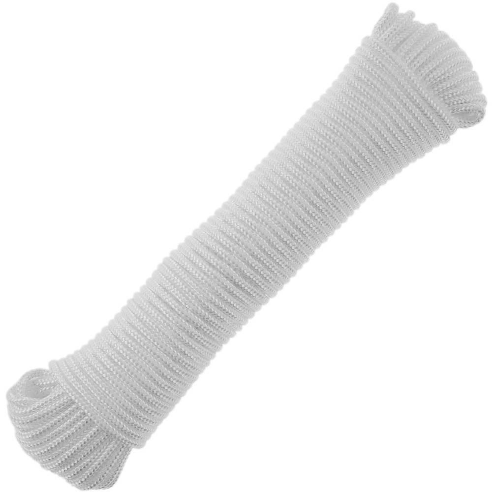 Nylon braided rope 30 m x 3 mm white
