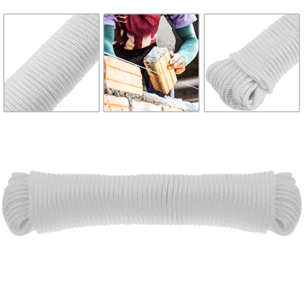 Nylon braided rope 30 m x 3 mm white