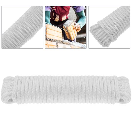 Nylon gevlochten touw 20 m x 6 mm wit