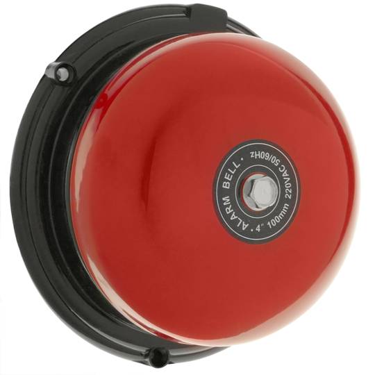 Sonnette électrique cloche en métal rouge 100mm pour alarme 85 dB