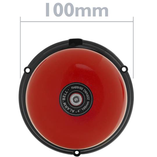 Sonnette électrique cloche en métal rouge 100mm pour alarme 85 dB