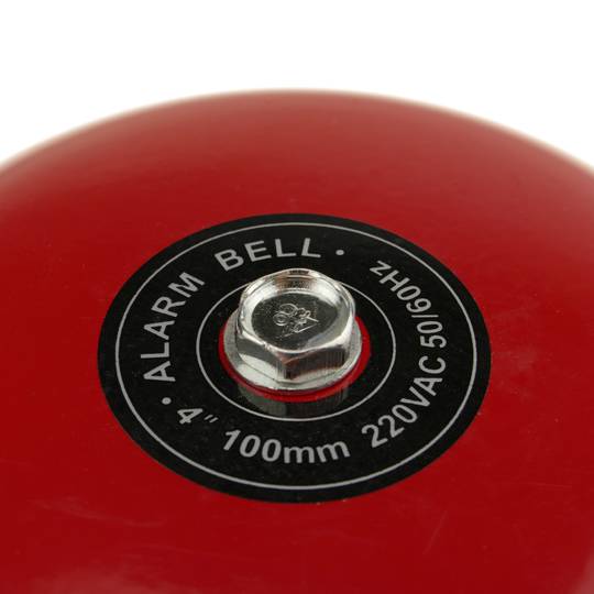 Sonnette électrique cloche en métal rouge 100mm pour alarme 85 dB