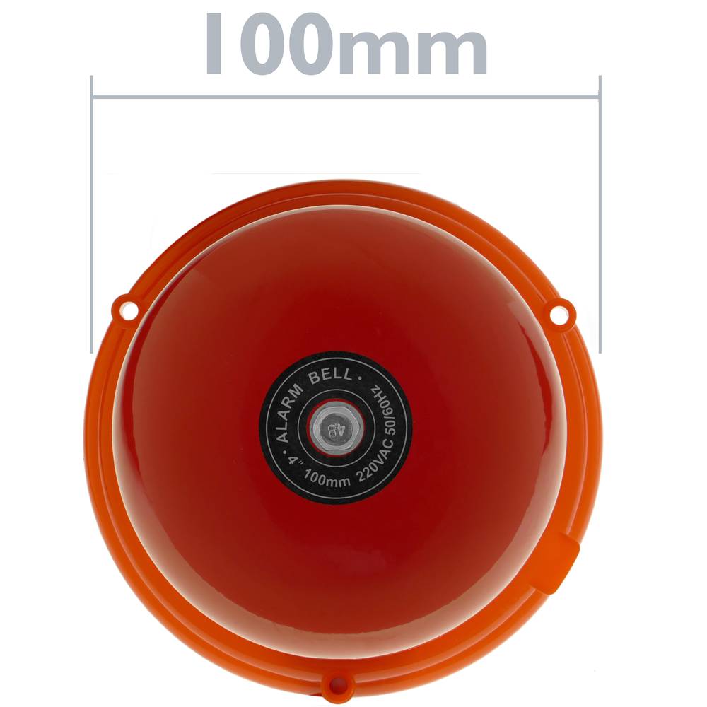 Electric doorbell red bell and base 100mm for alarm 85 dB