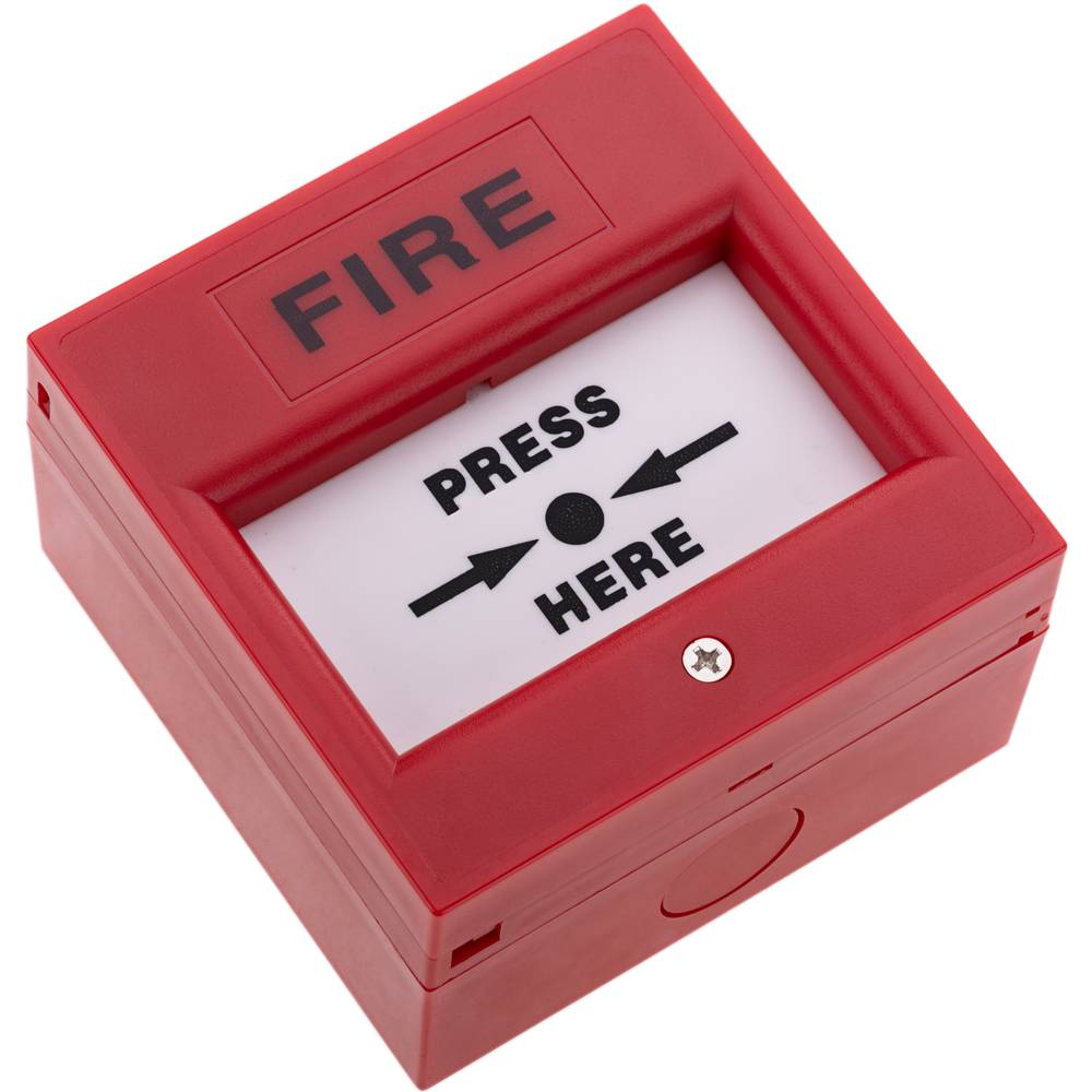 Emergency manual push button for fire alarms with LED pilot light