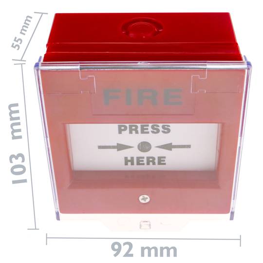 Awaryjny przycisk ręczny z pokrywą do alarmów pożarowych