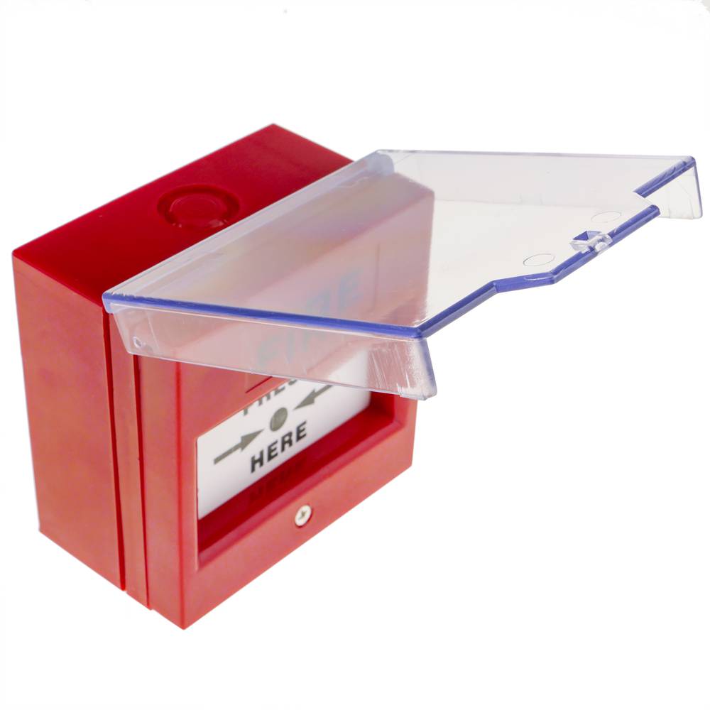 Bouton manuel d'urgence avec couvercle pour alarmes incendie