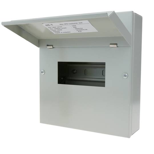 Caja de distribución eléctrica de 6 módulos 17.5 mm IP40 para superficie de metal SPN