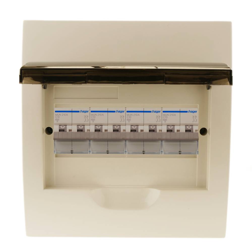 Schaltkasten Elektroverteilerkasten aus 8 Modulen 17,5 mm  Kunststoff ABS für einbetten SPN IP40