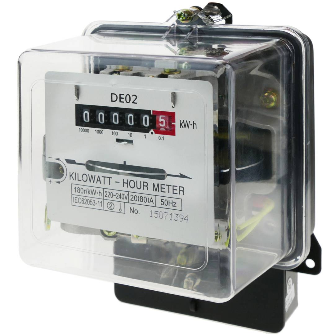 Contador medidor de Electricidad monofásico 30A 230V 50Hz de plástico Transparente BeMatik 