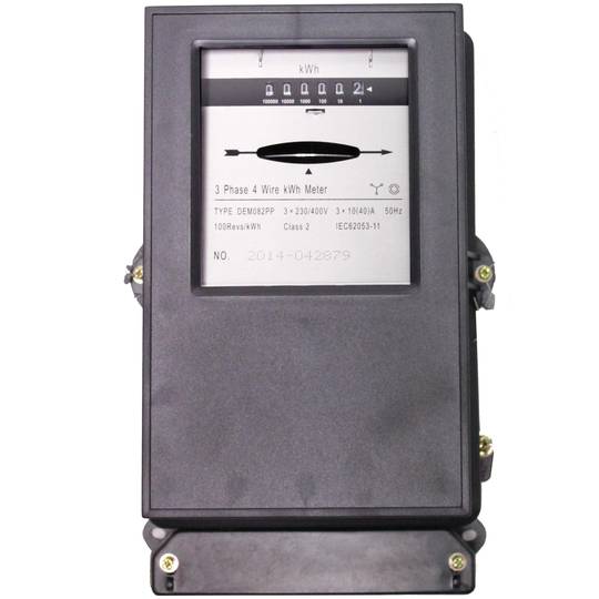 Compteur d'électricité 3 phases 3x10A 230V 50Hz plastique noir