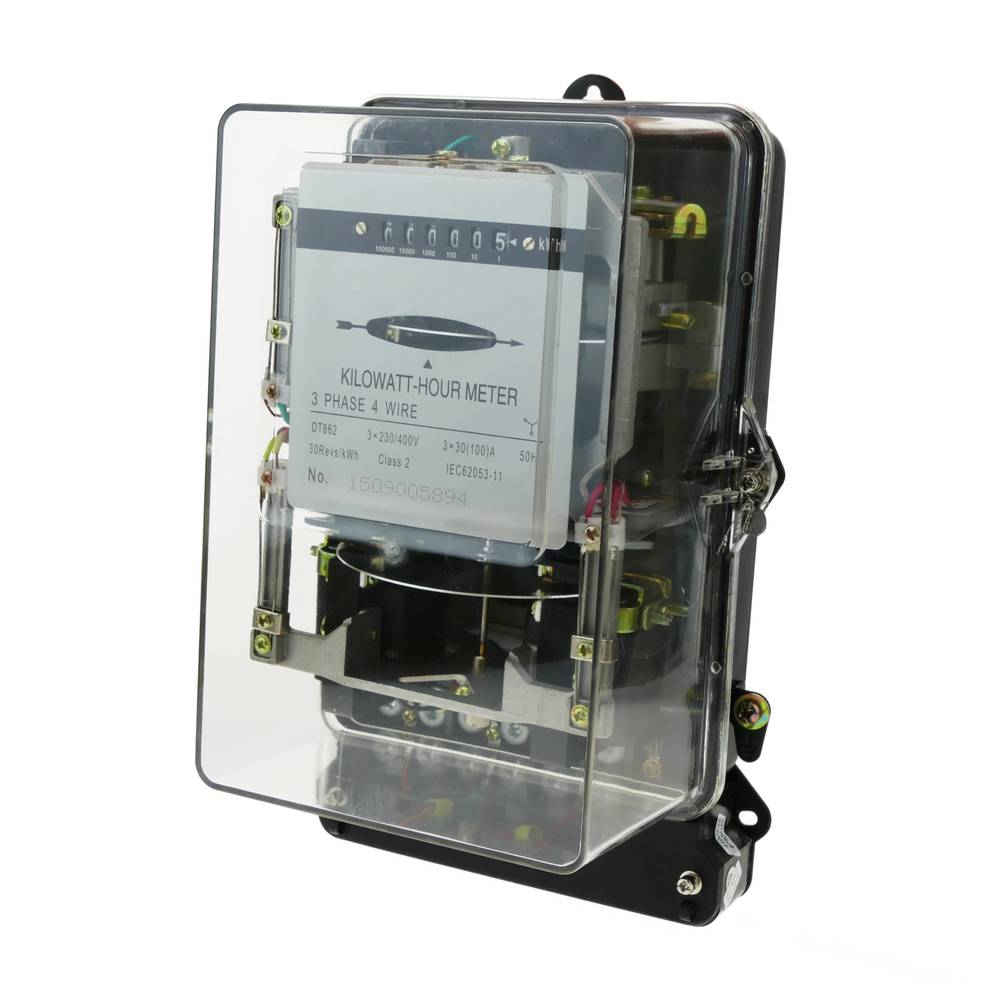 Contador medidor de electricidad trifásico 3x30A 230V 50Hz de plástico transparente
