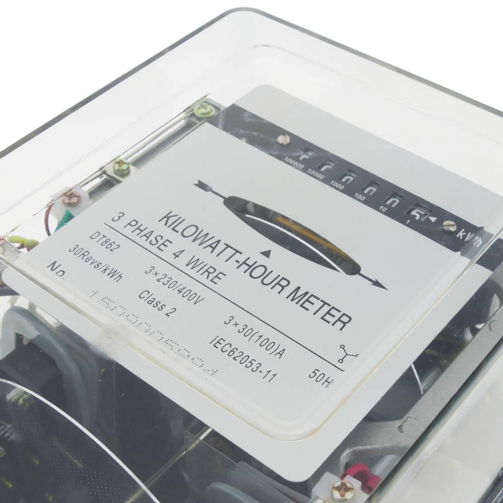 Contador medidor de electricidad trifásico 3x30A 230V 50Hz de plástico transparente
