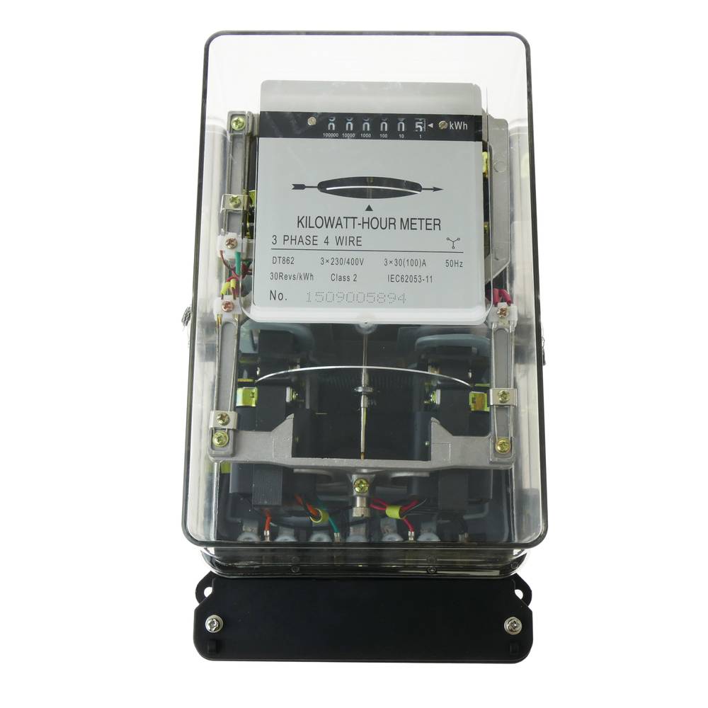 Contador medidor de electricidad trifásico 3x30A 230V 50Hz de plástico transparente