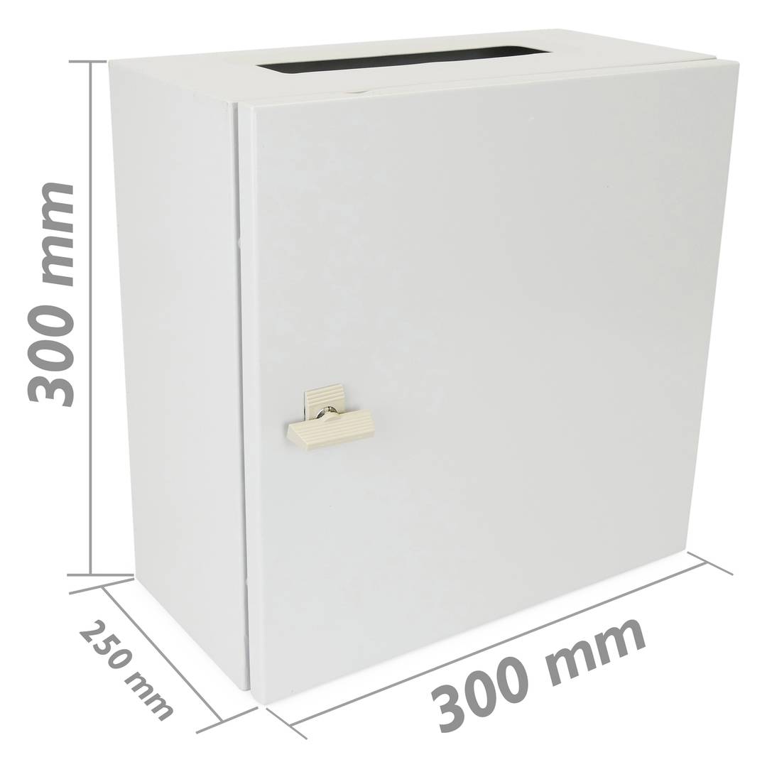 Caixa de distribució elèctrica metàl·lica amb protecció IP65 per a fixació a paret 300x300x250mm