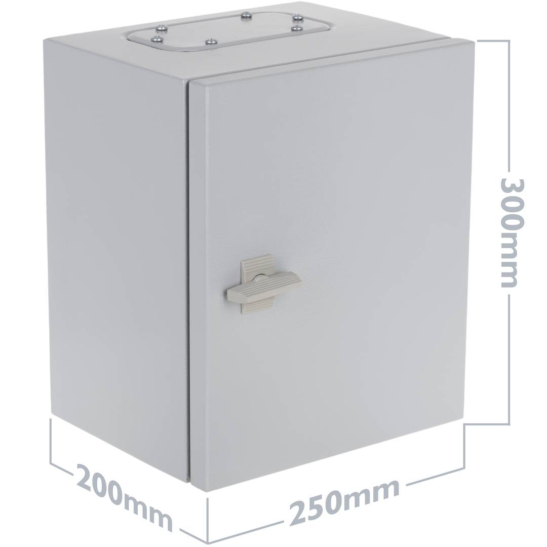 Metal electrical distribution box with IP54 protection for wall fixing 300x250x200mm