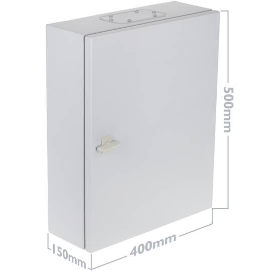 Caixa de distribuição elétrica metálica com proteção IP54 para fixação na parede 500x400x150mm