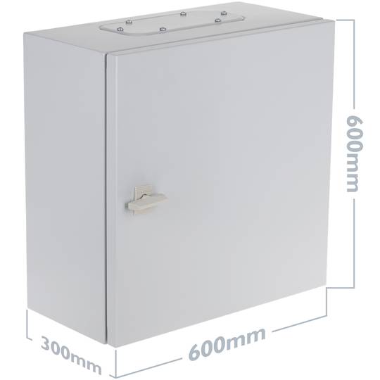 Caja de distribución eléctrica metálica con protección IP54 para fijación a pared 600x600x300mm