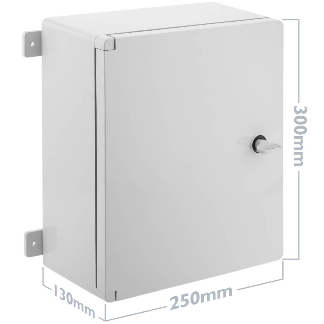 Caixa de distribuição elétrica em plástico ABS com proteção IP65 250x300x130mm