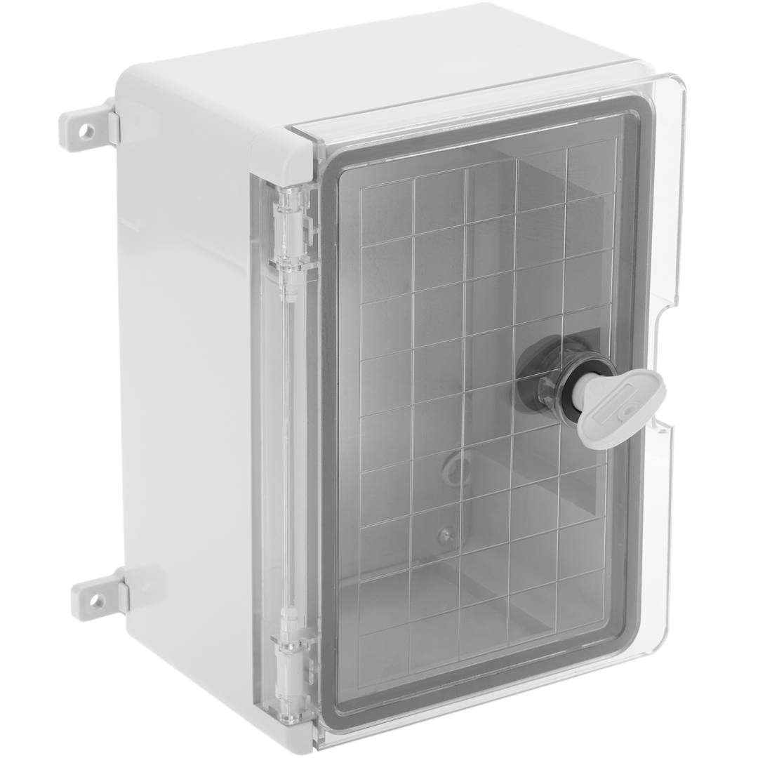Transparent ABS plastic electrical distribution box with IP65 protection 180x240x120mm