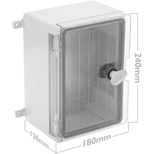 Transparent ABS plastic electrical distribution box with IP65 protection 180x240x120mm