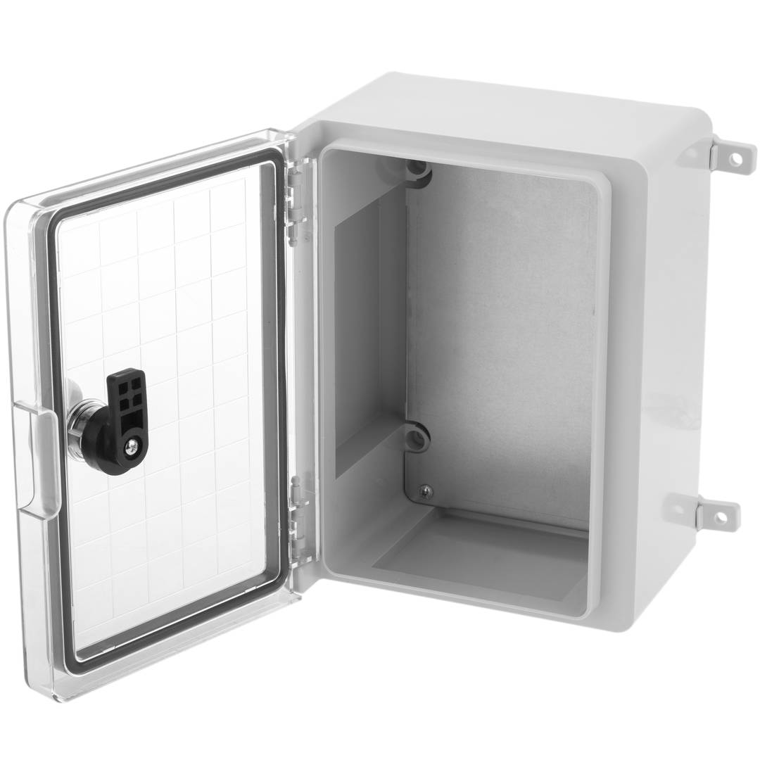 Transparent ABS plastic electrical distribution box with IP65 protection 180x240x120mm