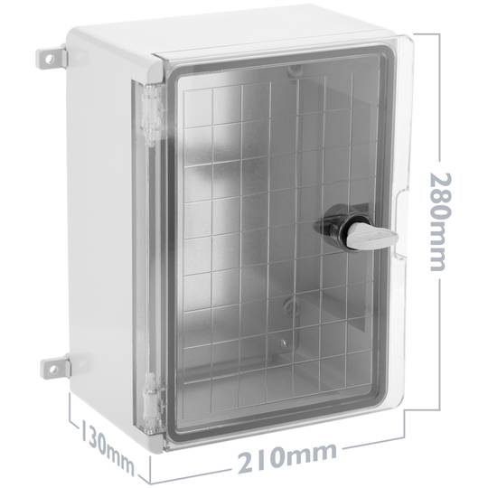 Caixa de distribució elèctrica de plàstic ABS transparent amb protecció IP65 210x280x130mm