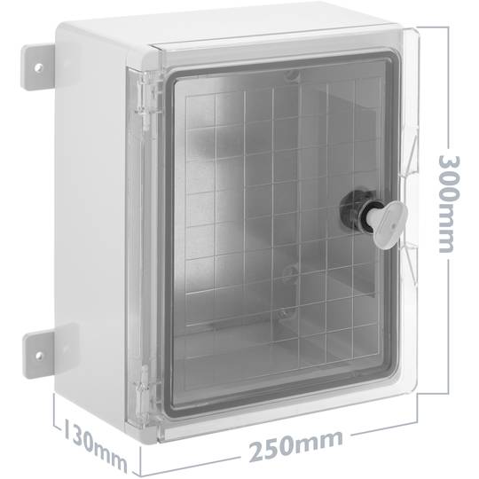Caja de distribución eléctrica de plástico ABS transparente con protección IP65 250x300x130mm