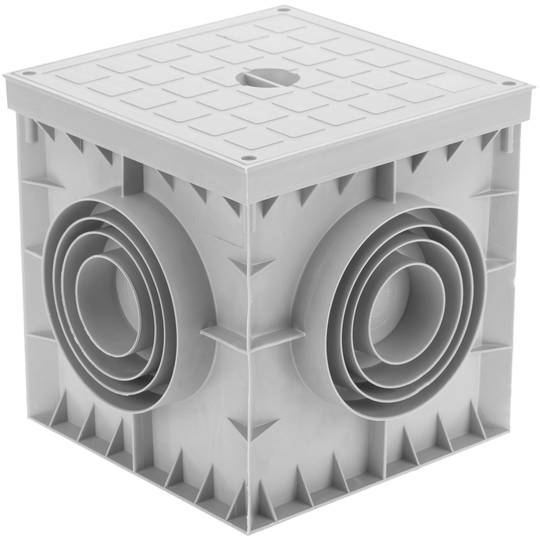 Chiusino con coperchio cieco e quattro uscite in plastica ABS 200x200x200mm