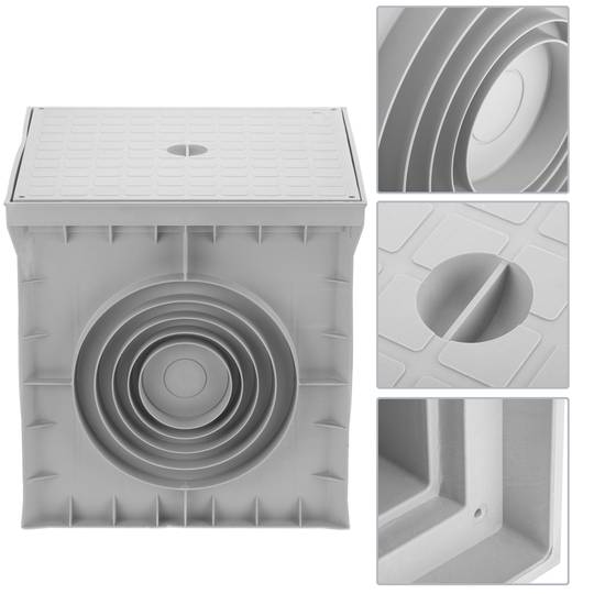 Chiusino con coperchio cieco e quattro uscite in plastica ABS 400x400x400mm